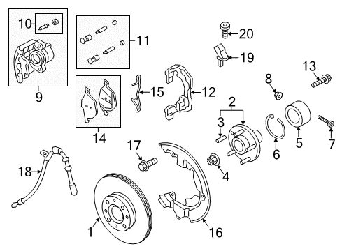 2013 Ford C-Max Front Brakes Hub Diagram for CV6Z-1104-A