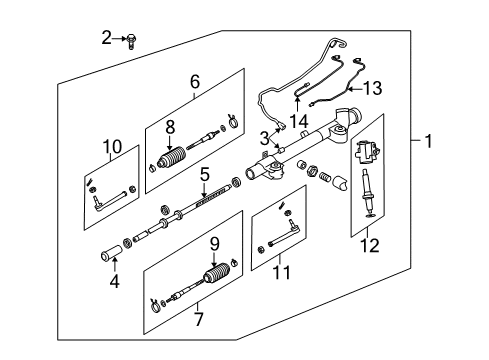 2009 Infiniti M35 P/S Pump & Hoses, Steering Gear & Linkage Power Steering Gear Sub Assembly Diagram for 49210-EH11B