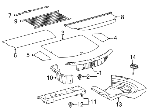 2015 Toyota RAV4 Interior Trim - Rear Body Floor Cover Diagram for 58410-42050-C2