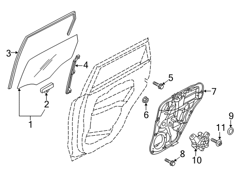 2021 Kia Soul Rear Door Run-Rr Dr Window GLA Diagram for 83540K0000