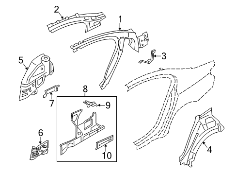 2018 BMW 650i Gran Coupe Inner Structure - Quarter Panel Bracket, Bumper, Left Diagram for 41127294965