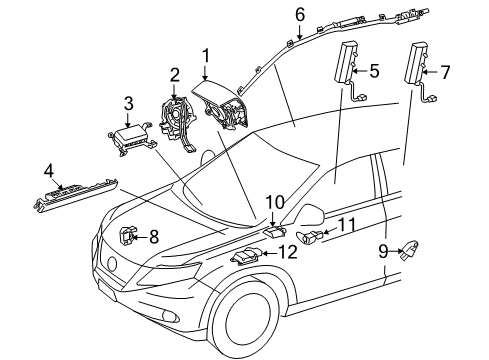 2015 Lexus RX450h Air Bag Components Spiral Cable Sub-Assembly With Sensor Diagram for 84307-0E070