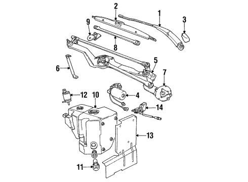 1994 BMW 850CSi Wiper & Washer Components Right Wiper Arm Diagram for 61611383004