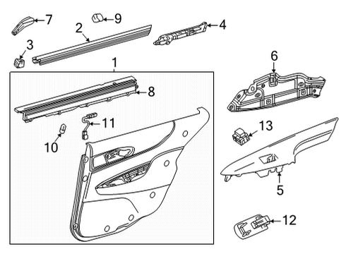 2022 Toyota Mirai Interior Trim - Rear Door Armrest Base Diagram for 67646-62020