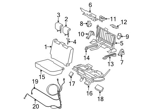 Diagram for 2009 Toyota Yaris Rear Seat Components 