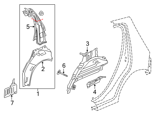 2021 Chevrolet Spark Inner Structure - Quarter Panel Panel Extension Diagram for 95242080