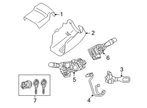 2011 Toyota Venza Shroud, Switches & Levers Upper Column Cover Diagram for 45286-0T010-C0