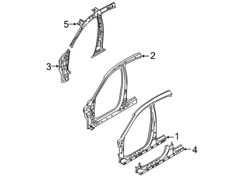 2020 Hyundai Sonata Aperture Panel, Center Pillar, Rocker Panel Assembly-Pillar Outer, RH Diagram for 71120-L0A00
