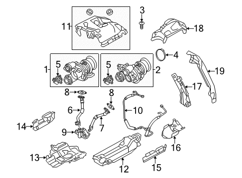 2011 BMW 550i GT xDrive Turbocharger Heat Protection Left Diagram for 11657577006