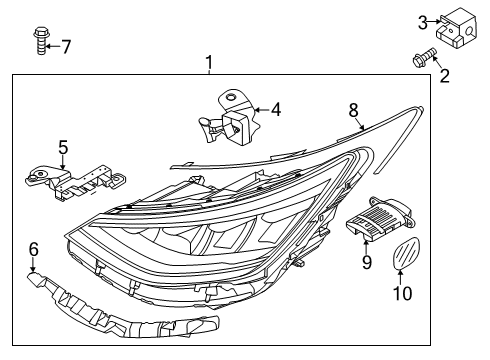 1993 Hyundai Elantra Bulbs Retainer-Headlamp Adjust Upper Diagram for 92152-33050