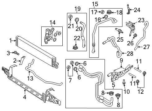 2019 Ford Transit Connect Oil Cooler Auxiliary Cooler Diagram for JX6Z-7869-B