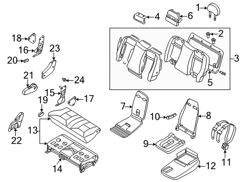 2000 Nissan Quest Rear Seat Components Cup Holder Assembly Diagram for 88337-7B110