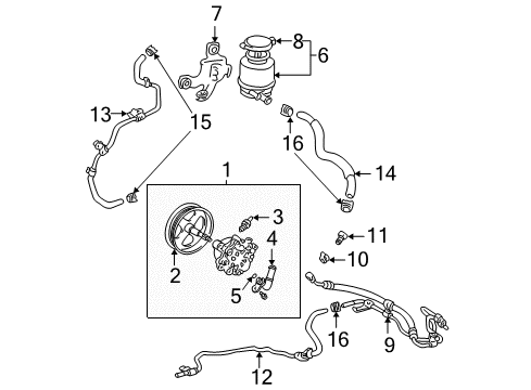 2002 Toyota Camry P/S Pump & Hoses, Steering Gear & Linkage Pressure Hose Diagram for 44410-06142