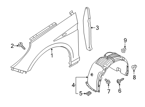 2018 Hyundai Sonata Fender & Components Front Wheel Guard Assembly, Left Diagram for 86811-C2700