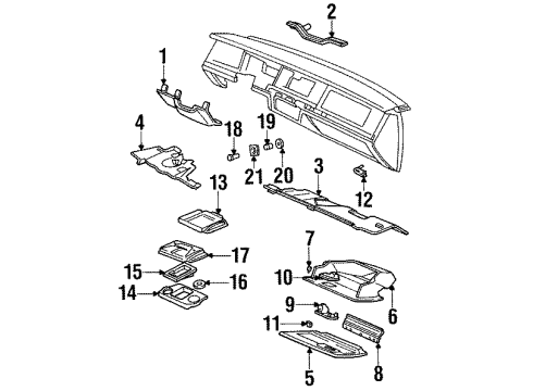 1991 Lincoln Town Car Instrument Panel Glove Box Assembly Diagram for FOVY5406010A