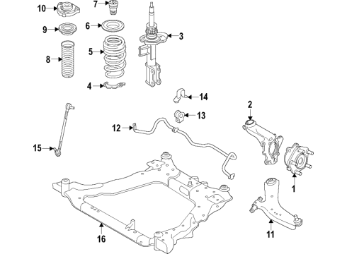 2022 Nissan Rogue Sport Front Suspension Components, Lower Control Arm, Stabilizer Bar STRUT Kit Ft LH Diagram for E4C03-6MA1A