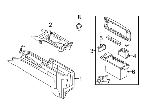 2003 Mercury Marauder Center Console Console Diagram for 4W3Z-54045A36-BAA