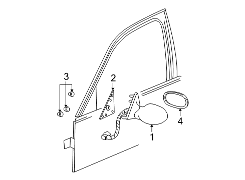 1998 Buick Park Avenue Outside Mirrors Mirror Assembly Diagram for 25739836