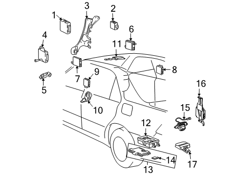 2006 Lexus LS430 Electrical Components Headlamp Swivel Computer Assembly Diagram for 89940-50020