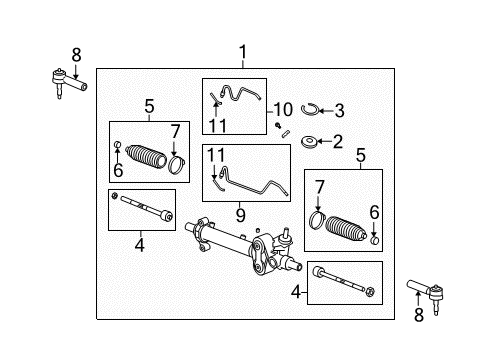 2012 Cadillac Escalade EXT P/S Pump & Hoses, Steering Gear & Linkage Gear Kit, Steering (Remanufacture) Diagram for 19330565