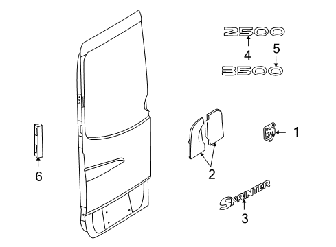 2007 Dodge Sprinter 2500 Exterior Trim - Rear Loading Door NAMEPLATE-Ram 2500 Diagram for 55077331AB