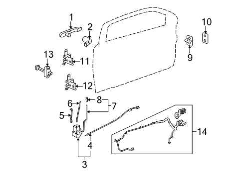 2009 Pontiac G5 Lock & Hardware Door Handles - Front Set Diagram for 17800002