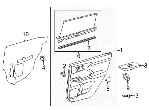 2019 Toyota Highlander Front Door Belt Weatherstrip Diagram for 68174-0E051