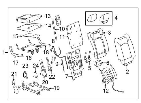 2016 Chevrolet Traverse Third Row Seats Seat Back Cover Diagram for 22971672