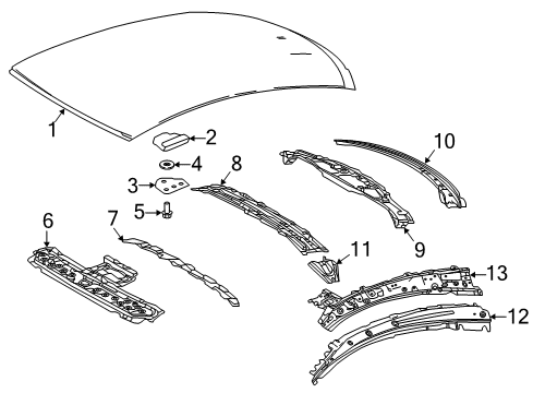 2019 Lexus RC350 Roof & Components Panel Sub-Assembly, Windshield Diagram for 63102-24900