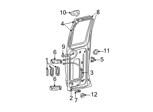 1993 Ford E-250 Econoline Side Door Front Weatherstrip Diagram for F5UZ-1525325-AB