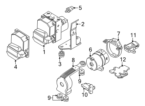 2001 BMW Z8 ABS Components Bracket For Compressor Diagram for 34511165167