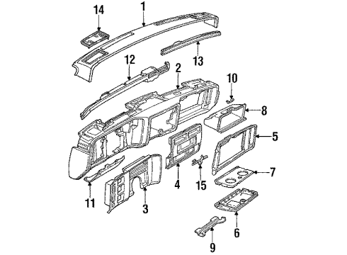 1992 Cadillac Brougham Instrument Panel Glove Box Door Diagram for 1645967
