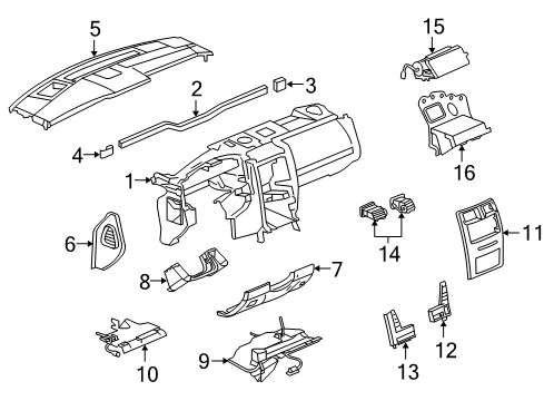 2007 Cadillac XLR Instrument Panel Reinforce Beam Diagram for 10370499