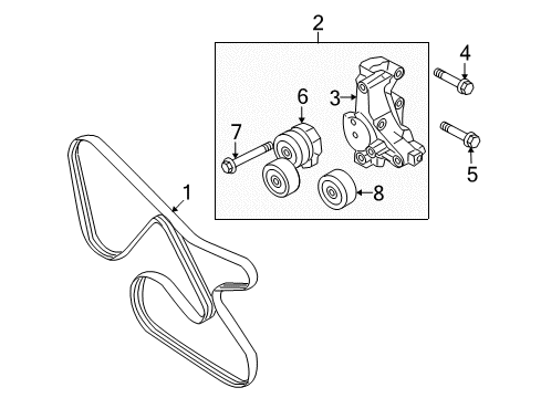 2010 Hyundai Genesis Coupe Belts & Pulleys Idler-Drive Belt Diagram for 25287-2C000