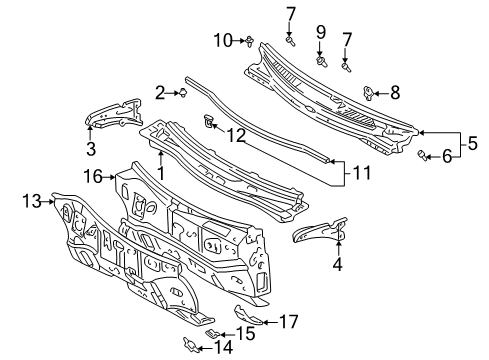 2003 Toyota Celica Cowl Panel Sub-Assembly, Dash Diagram for 55101-2D010