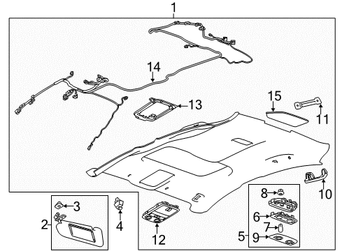 2017 Chevrolet SS Interior Trim - Roof Support-Sunshade *Titanium Diagram for 92281646