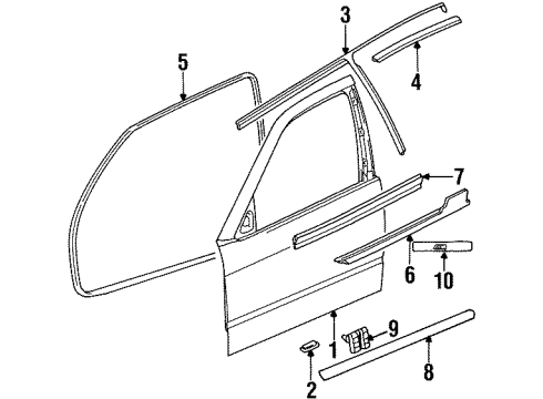 1997 BMW 318ti Door & Components, Exterior Trim Inner Left Window Channel Cover Diagram for 51218146239