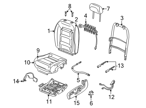 2001 Ford Explorer Sport Front Seat Components Seat Cushion Pad Diagram for 1L5Z-35632A22-AA