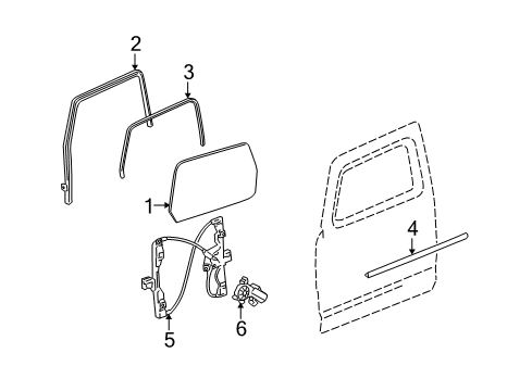 2006 Hummer H3 Front Door Weatherstrip, Front Side Door Window Diagram for 25903183