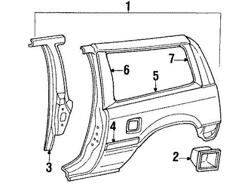 1985 Honda Civic Quarter Panel & Components Adapter, Fuel Cap Diagram for 70475-SB3-310ZZ