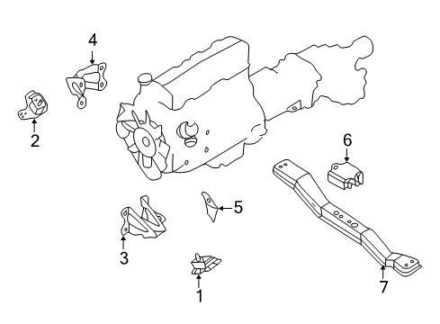 1999 Nissan Frontier Engine & Trans Mounting Rear Engine Mount Bracket Right Diagram for 11232-86G00