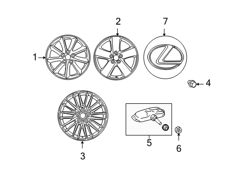 2010 Lexus LS460 Wheels Ornament Sub-Assy, Wheel Hub Diagram for 42603-50310