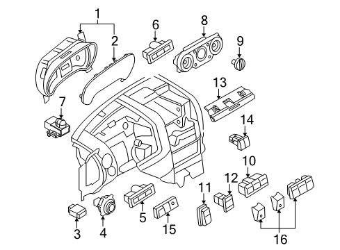 2008 Mercury Mountaineer Instruments & Gauges Blank Cover Diagram for 6L2Z-78044D82-AAF