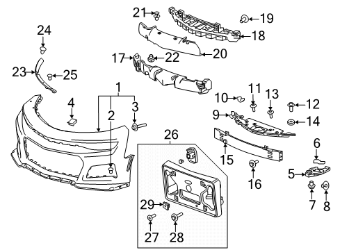 2017 Chevrolet Camaro Front Bumper Bumper Cover Diagram for 84380527