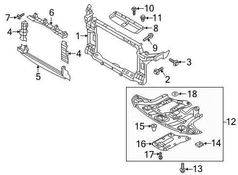 2019 Hyundai Tucson Radiator Support Dam-Air Diagram for 29150-D3500