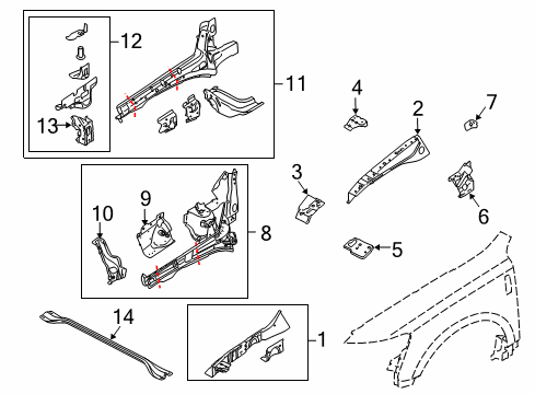 2010 Lincoln MKT Structural Components & Rails Rail Reinforcement Diagram for 8A4Z-16B045-B