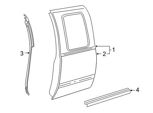 2007 Chevrolet Silverado 1500 Classic Rear Door Weatherstrip Diagram for 15298668