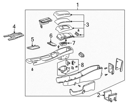 2002 Mercury Sable Center Console Console Assembly Diagram for 2F1Z54045A36CAB
