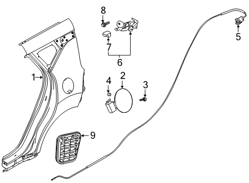 2021 Kia Soul Quarter Panel & Components Catch Assembly-Fuel Fill Diagram for 81590K0000