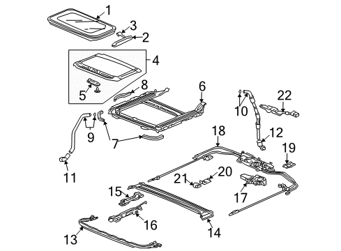2006 Acura TSX Sunroof Sunshade Assembly (Clear Gray) Diagram for 70600-SEA-J12ZA